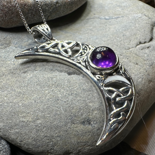 Sabrina Celtic Triple Moon Necklace in Sterling Silver — view 9