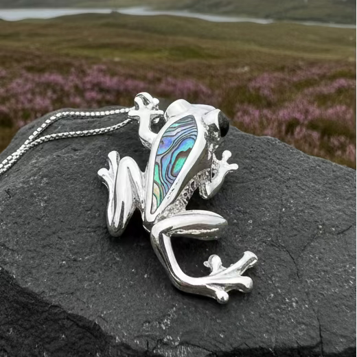 Abalone Frog Necklace in Sterling Silver