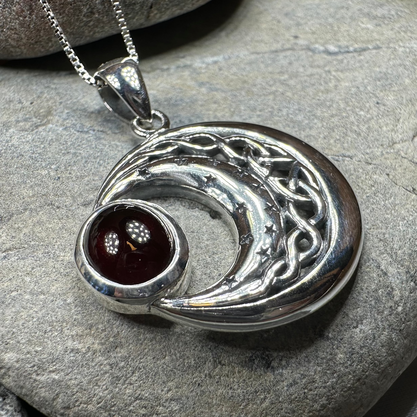 Dianthe Celtic Moon Necklace in Sterling Silver