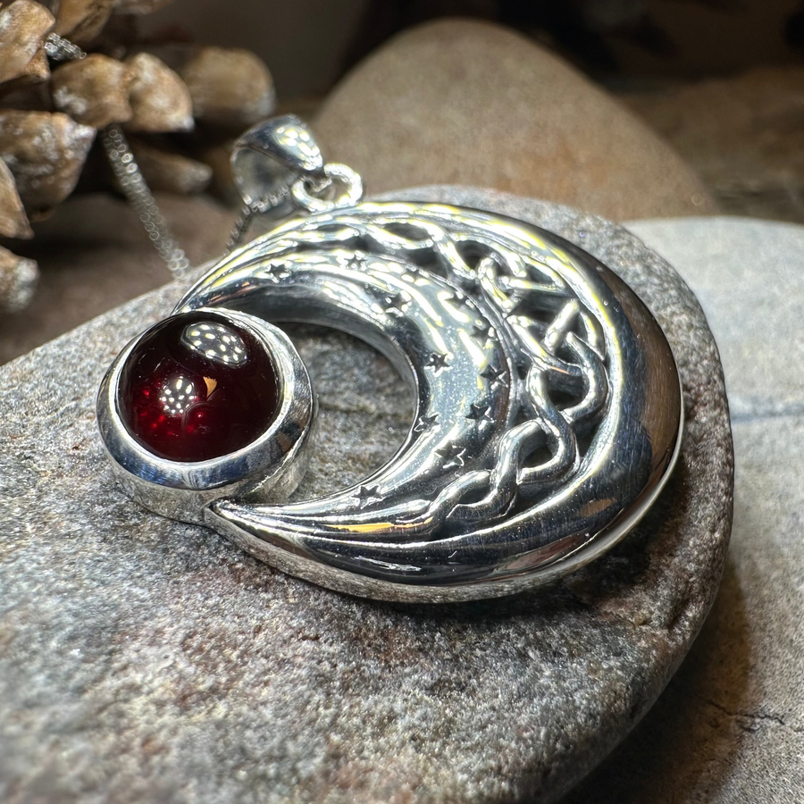 Dianthe Celtic Moon Necklace in Sterling Silver