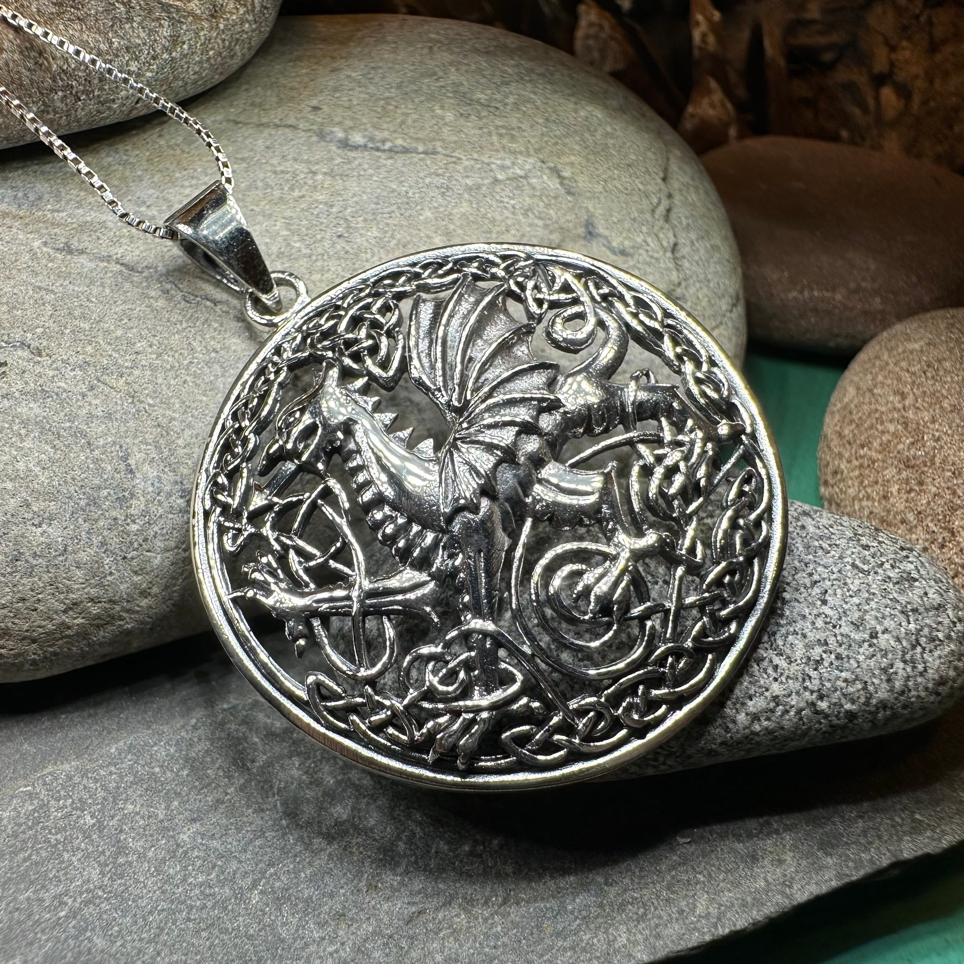 Welsh Dragon Necklace in sterling silver