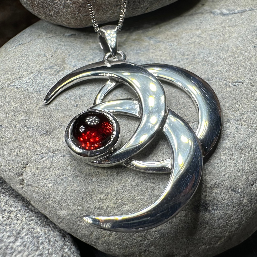 Moonshadow Triple Moon Necklace in Sterling Silver