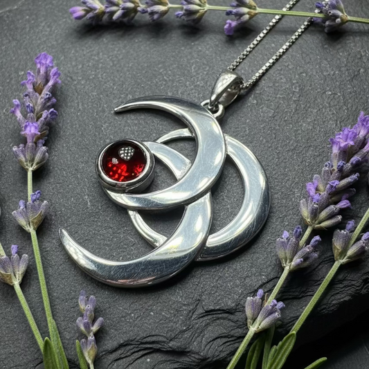 Moonshadow Triple Moon Necklace in Sterling Silver — view 10
