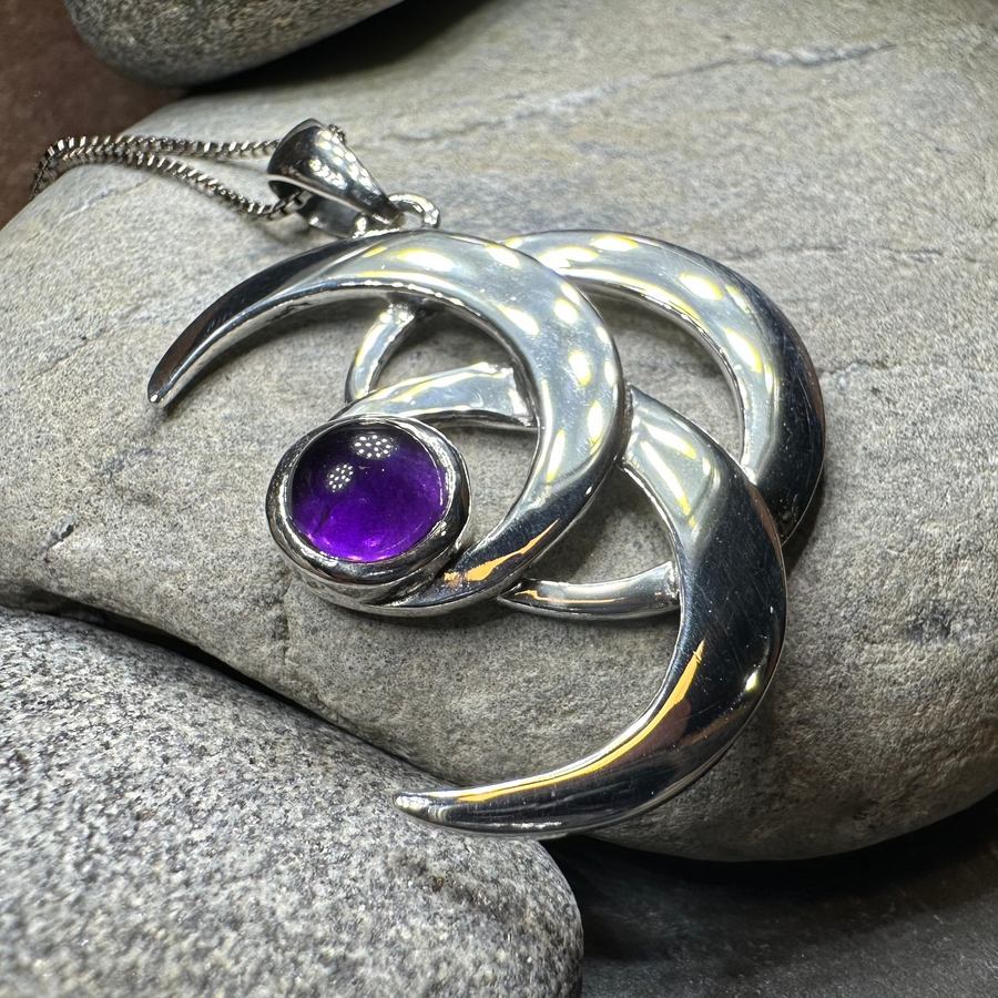 Moonshadow Triple Moon Necklace in Sterling Silver