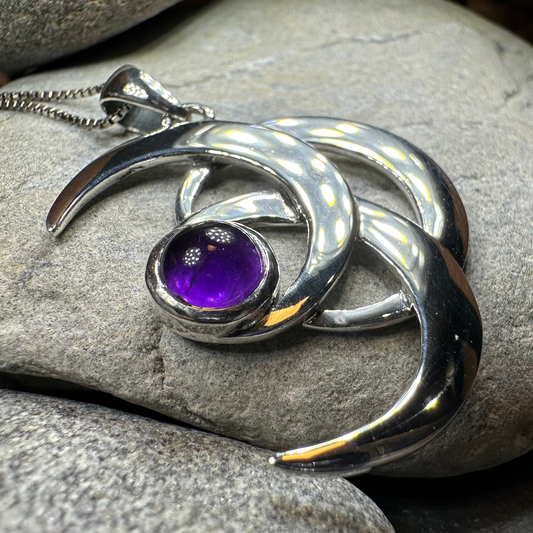 Moonshadow Triple Moon Necklace in Sterling Silver — view 7