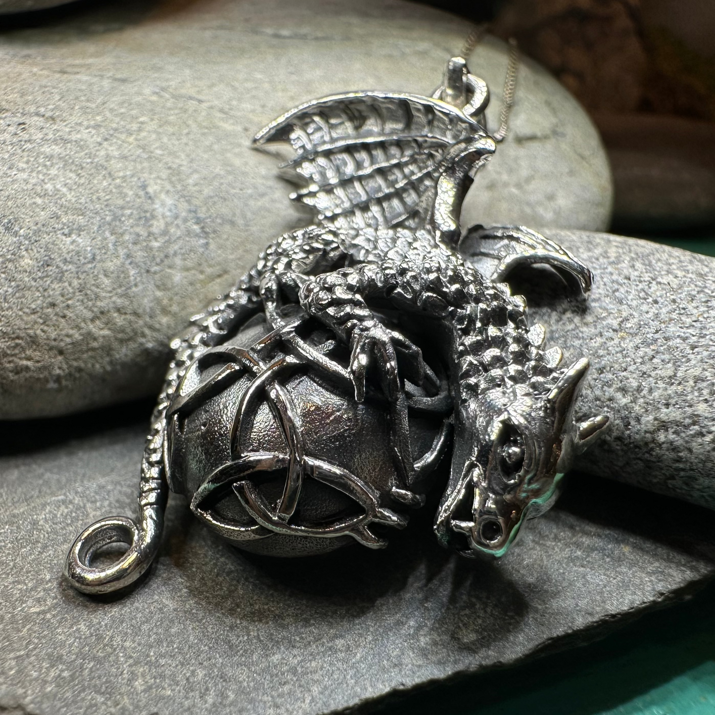 Archion Dragon Moon Necklace in sterling silver