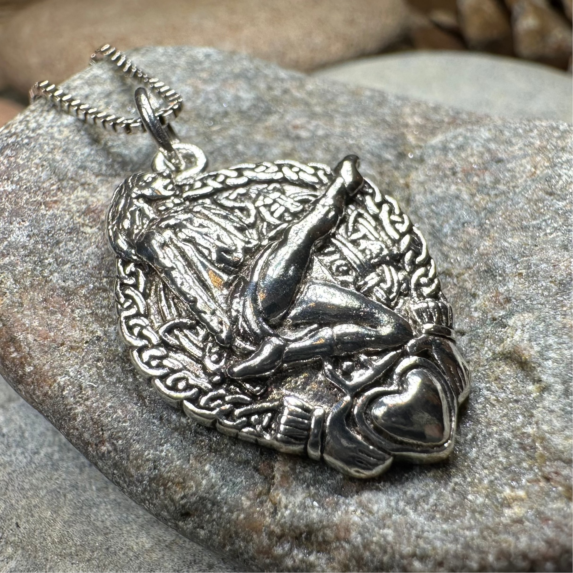 Claddagh Irish Dancer Necklace in Sterling Silver — view 5