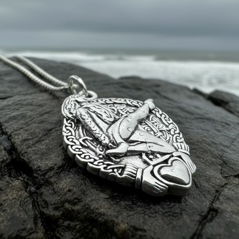 Claddagh Irish Dancer Necklace in Sterling Silver — view 6