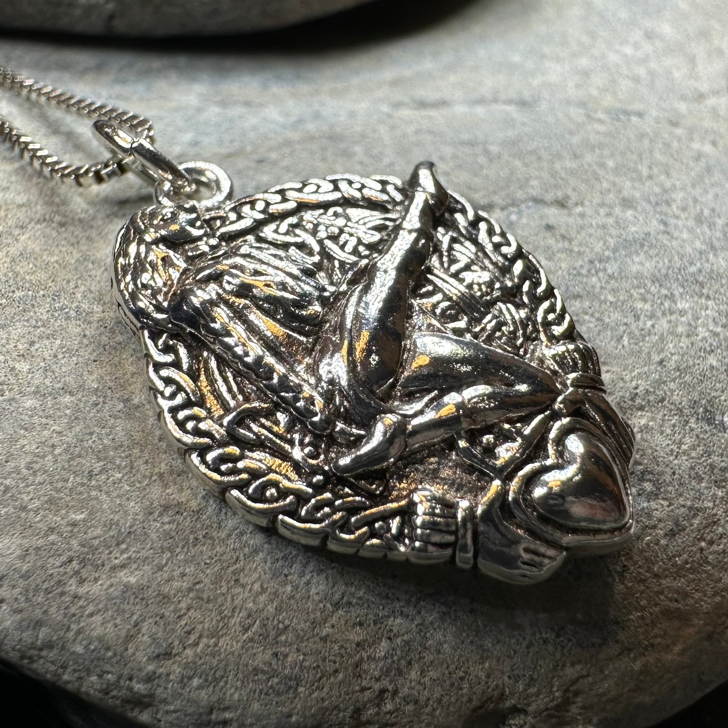 Claddagh Irish Dancer Necklace in Sterling Silver — view 7