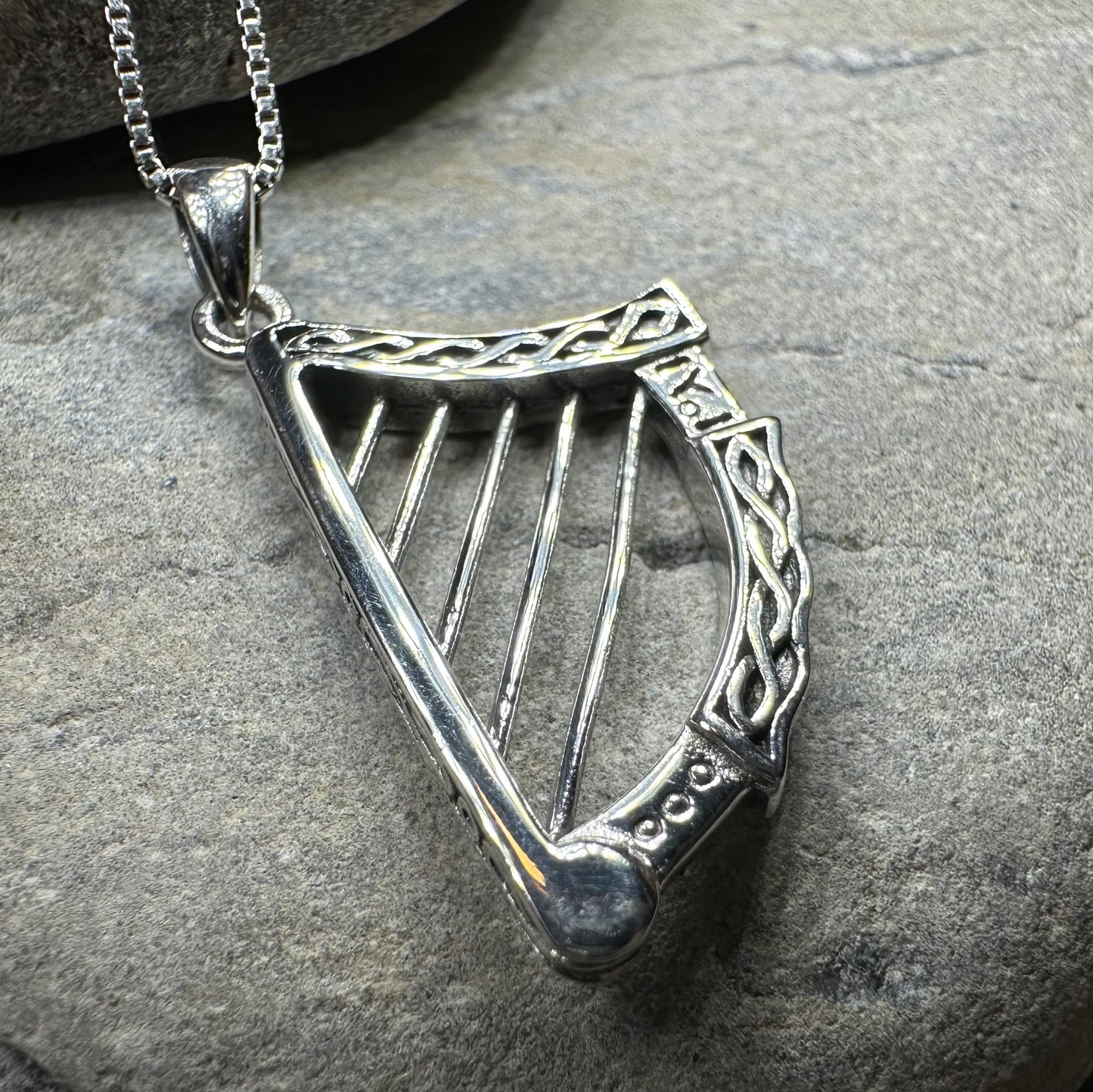 Torlogh Celtic Irish Harp Necklace in Sterling Silver