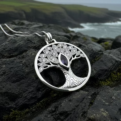 Load image into Gallery viewer, Glorianna Celtic Tree of Life Necklace in Sterling Silver
