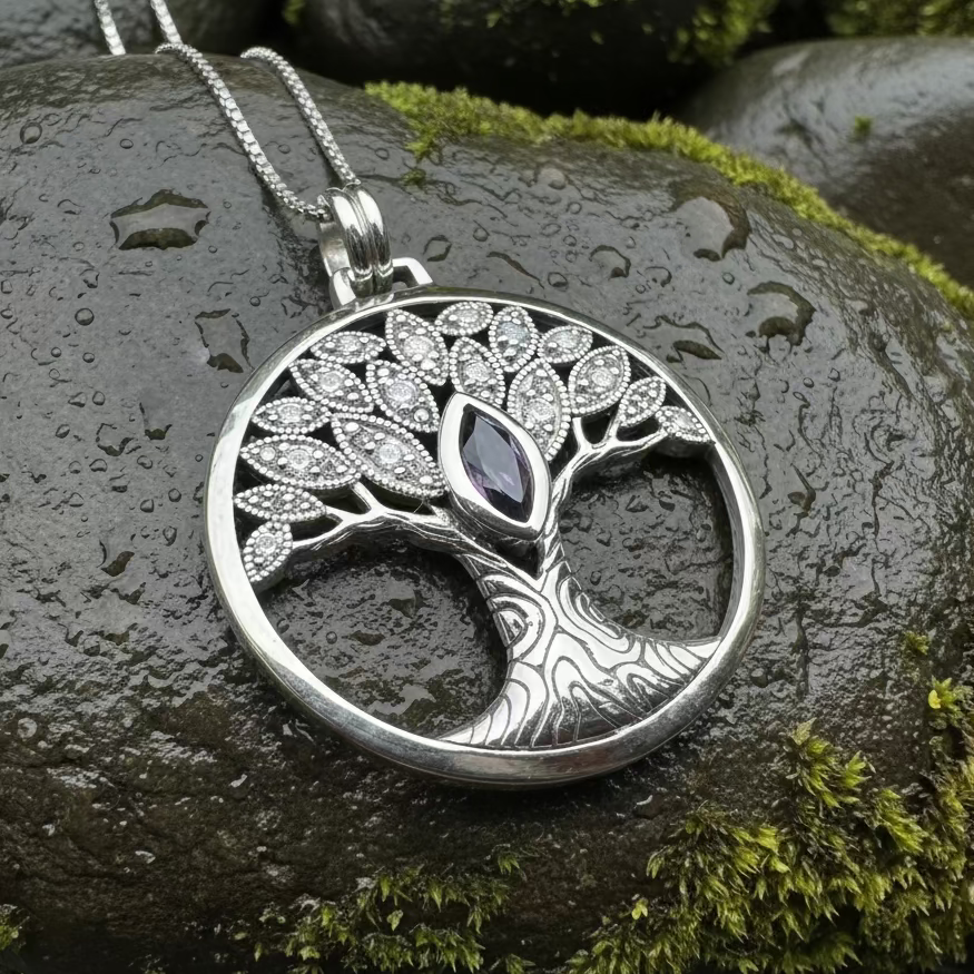 Glorianna Celtic Tree of Life Necklace in Sterling Silver