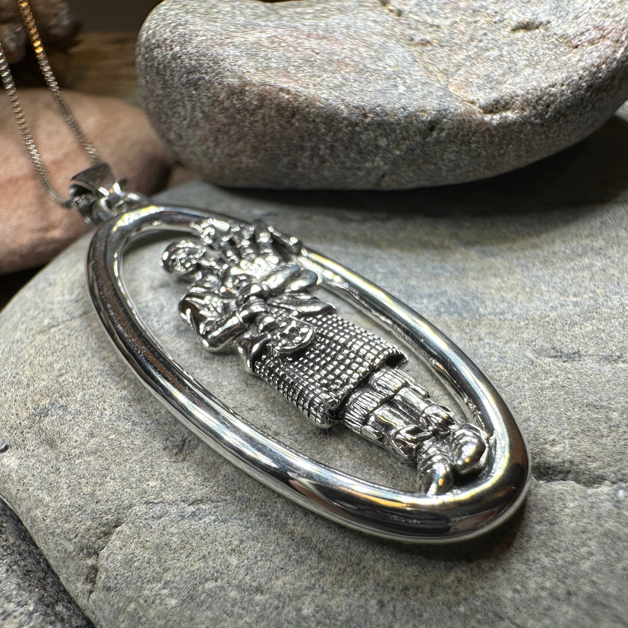 Proud Scottish Bagpiper Necklace in Sterling Silver