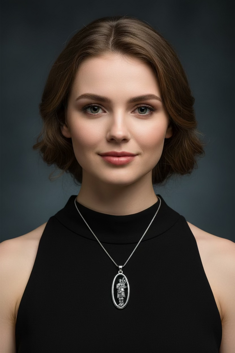 Load image into Gallery viewer, Proud Scottish Bagpiper Necklace in Sterling Silver
