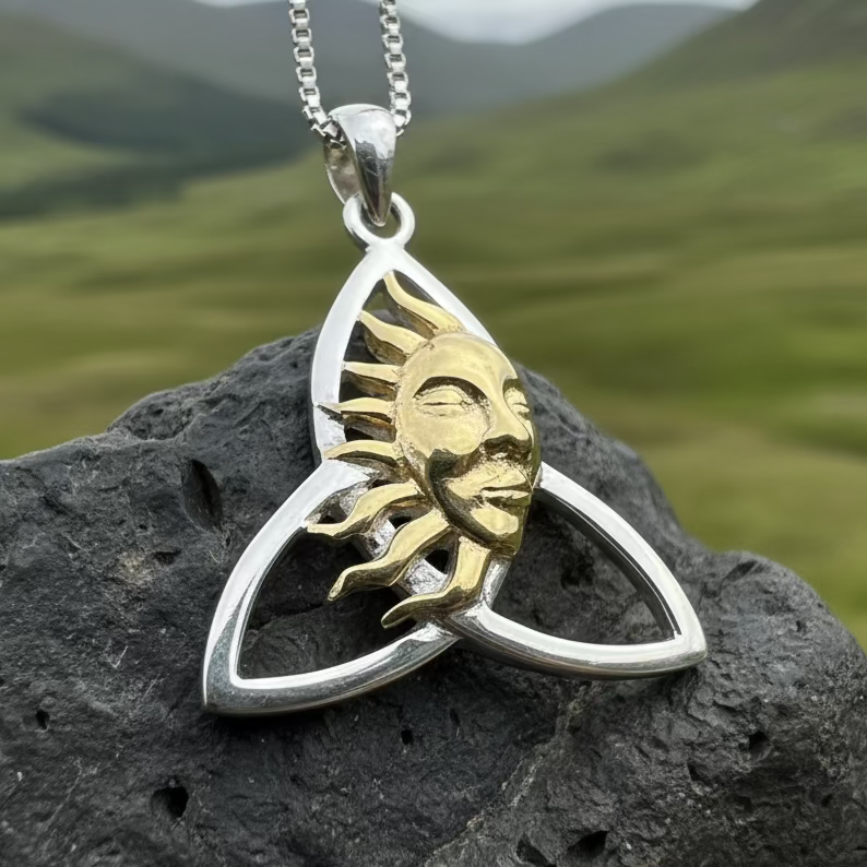 Trinity Knot Sun Necklace in sterling silver