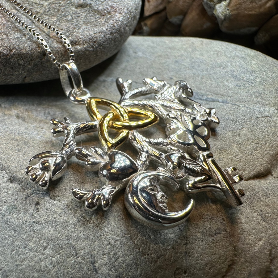 Golden Stregheria Cimaruta Pendant in Sterling Silver