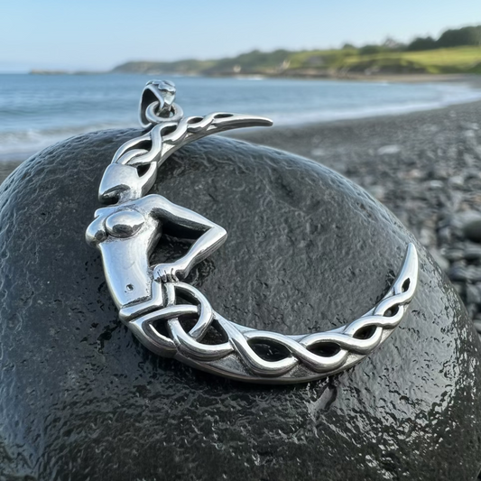 Sorcha Crescent Moon Goddess Necklace in Sterling Silver