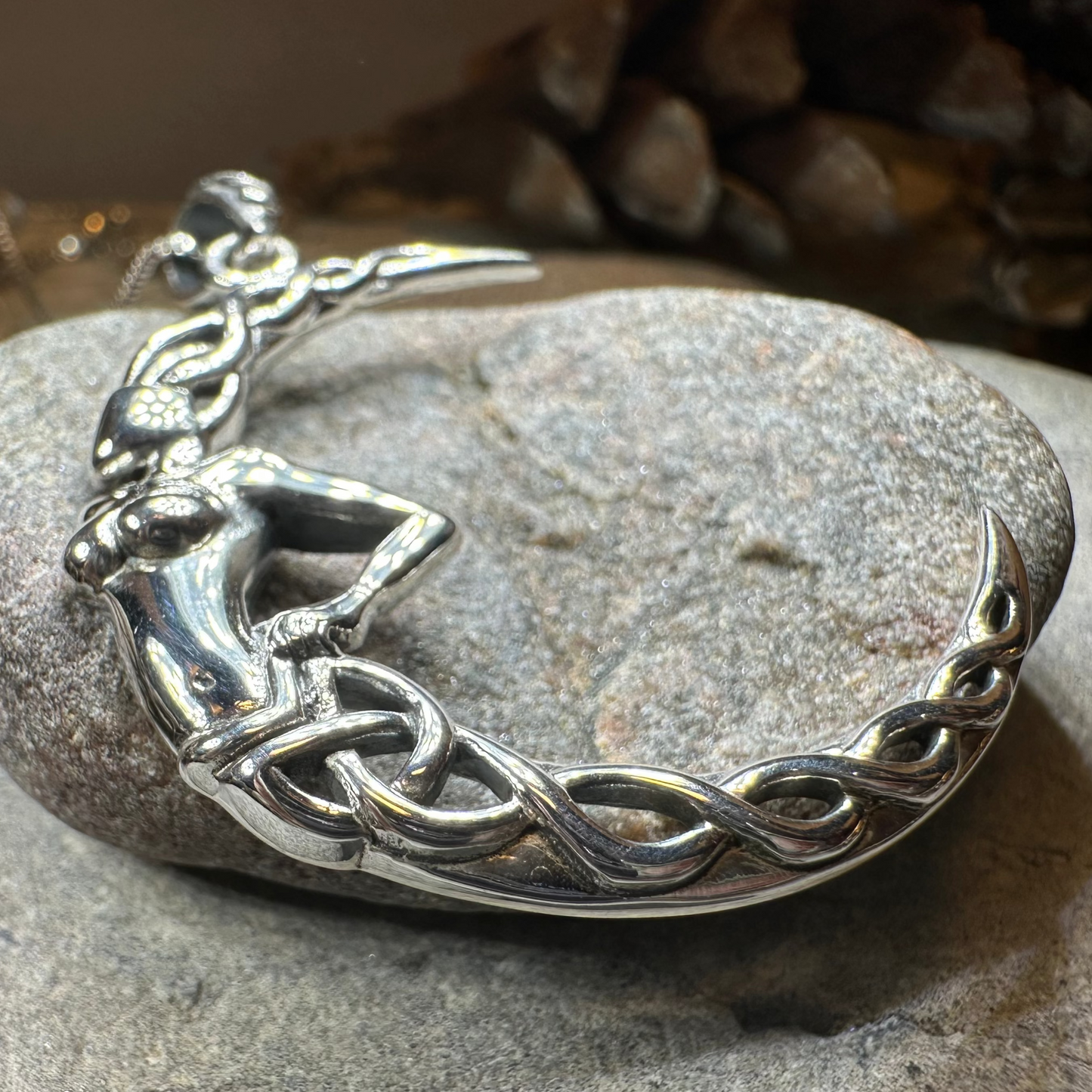 Sorcha Crescent Moon Goddess Necklace in Sterling Silver — view 7