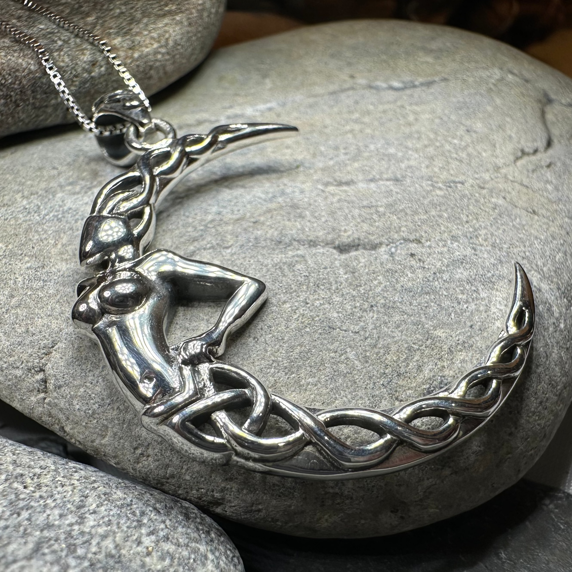 Sorcha Crescent Moon Goddess Necklace in Sterling Silver — view 4