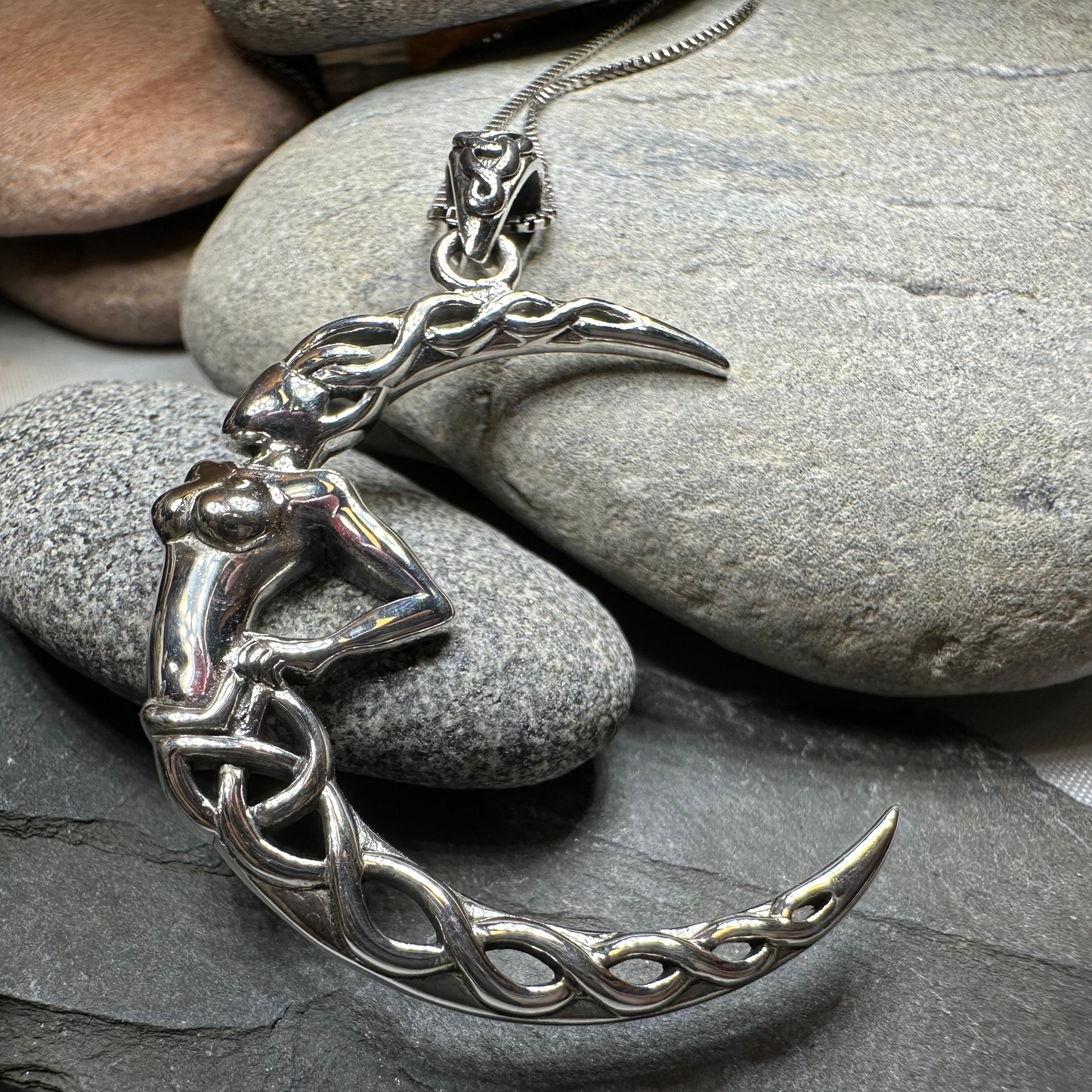 Sorcha Crescent Moon Goddess Necklace in Sterling Silver — view 3
