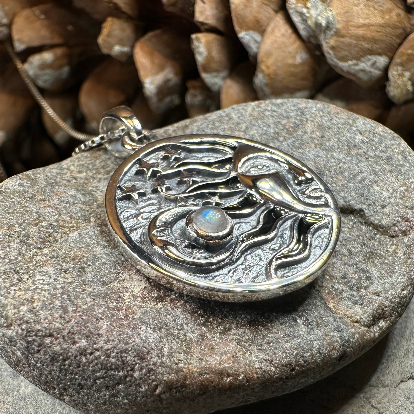 Celestial Wind Moon & Sun Necklace with Moonstone