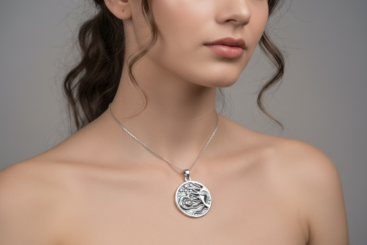 Celestial Wind Moon & Sun Necklace with Moonstone