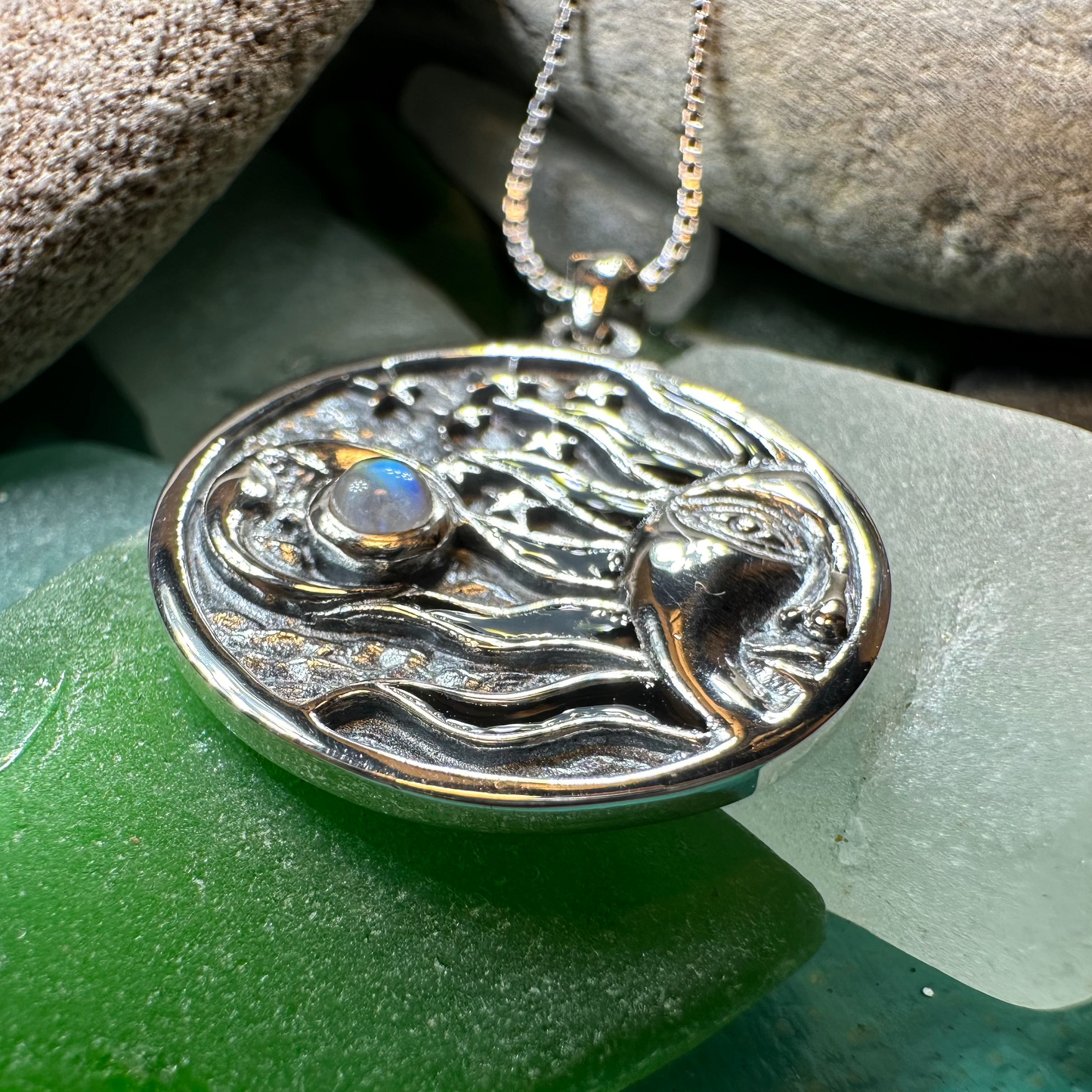 Celestial Wind Moon & Sun Necklace with Moonstone