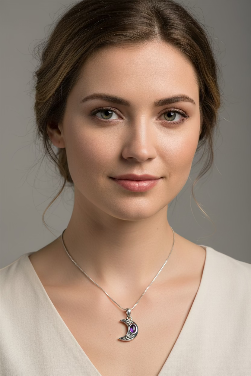 Celtic Crescent Moon Necklace in Sterling Silver
