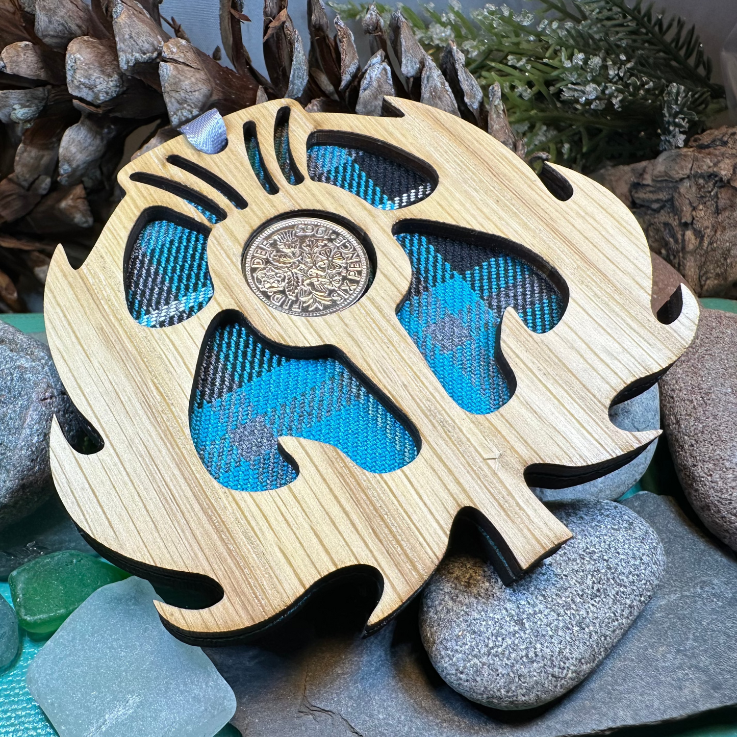 Tartan Thistle Ornament with Lucky Sixpence — view 10