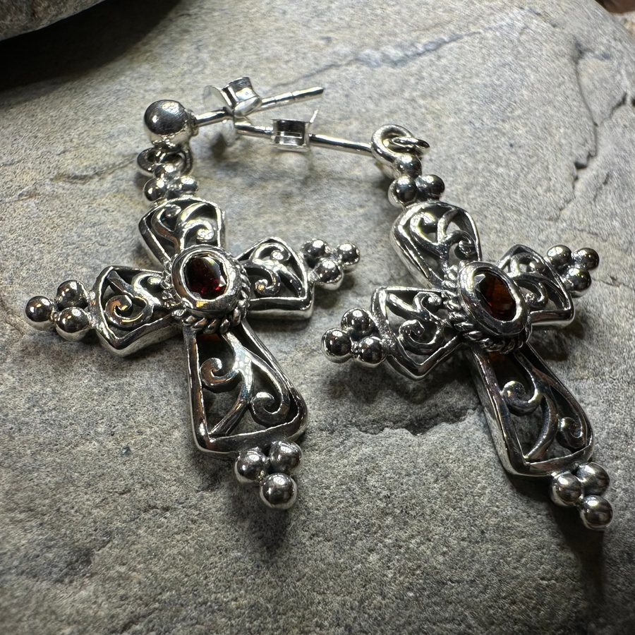 Celtic Cross Gemstone Earrings