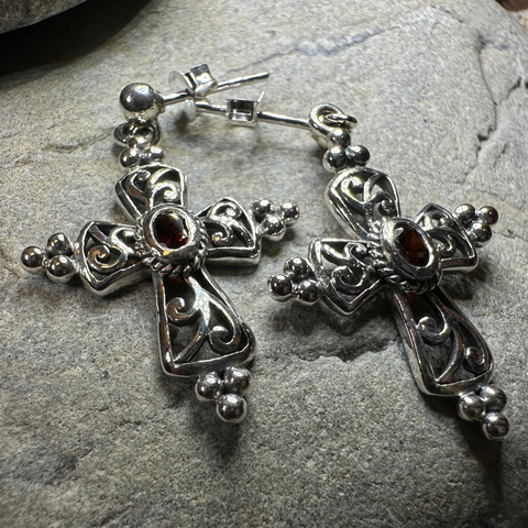 Load image into Gallery viewer, Celtic Cross Gemstone Earrings
