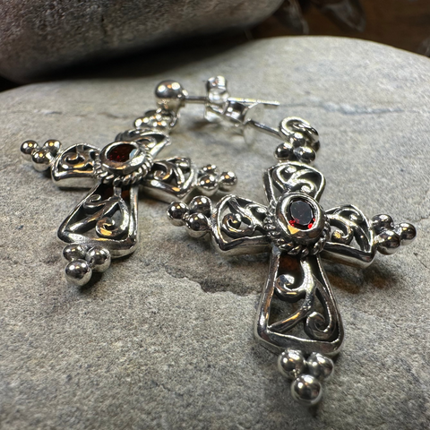 Load image into Gallery viewer, Celtic Cross Gemstone Earrings
