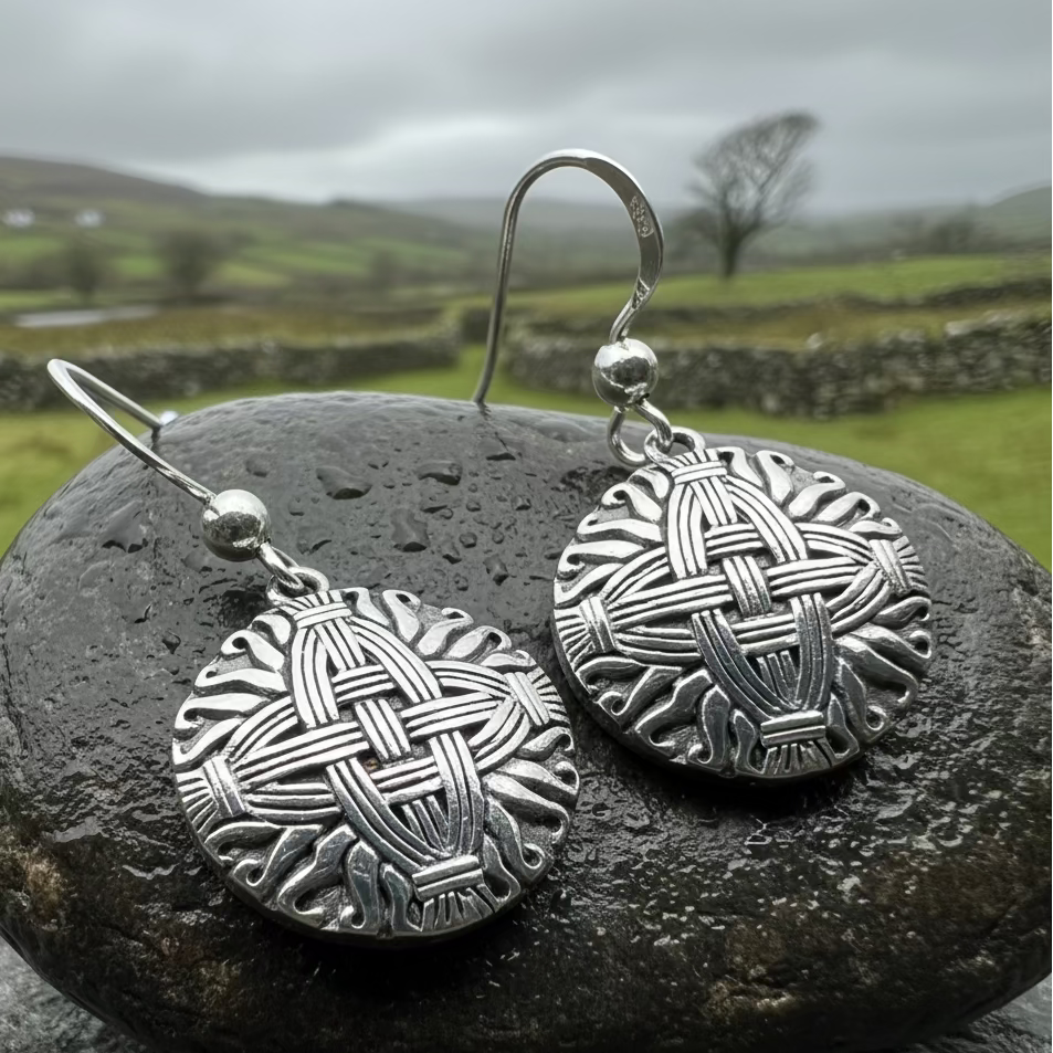 Irish Saint Bridgit's Cross Earrings in Sterling Silver