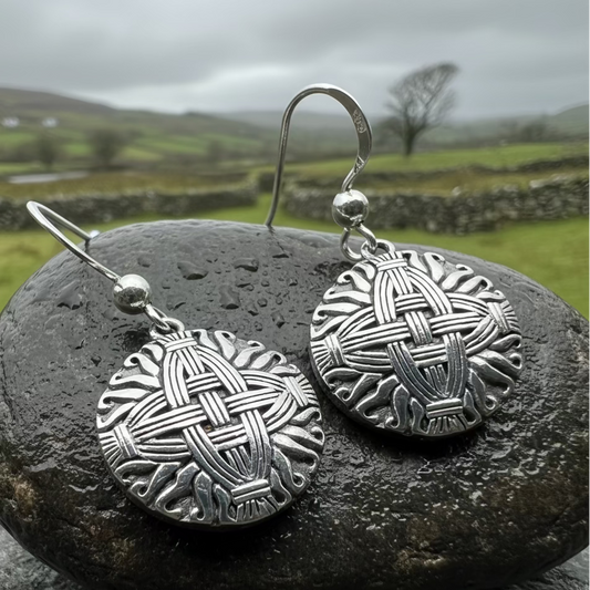 Irish Saint Bridgit's Cross Earrings in Sterling Silver