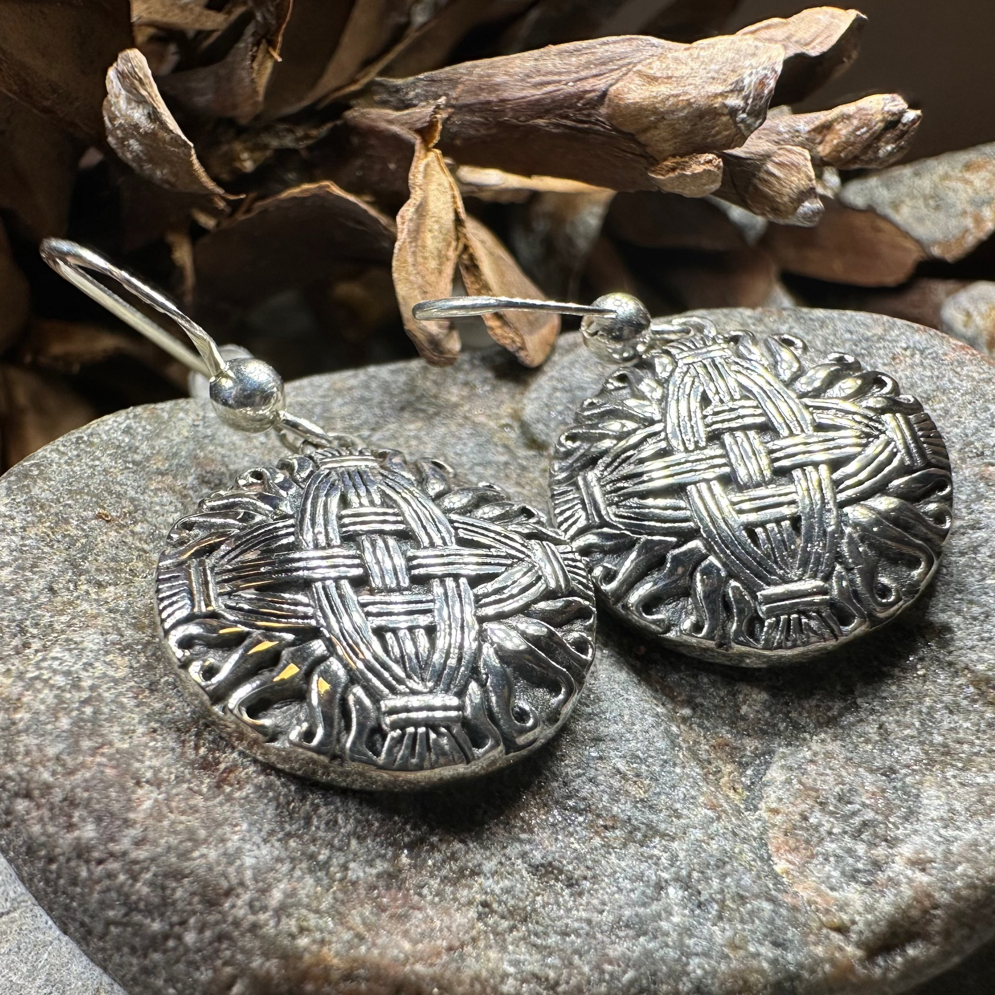 Irish Saint Bridgit's Cross Earrings in Sterling Silver — view 5