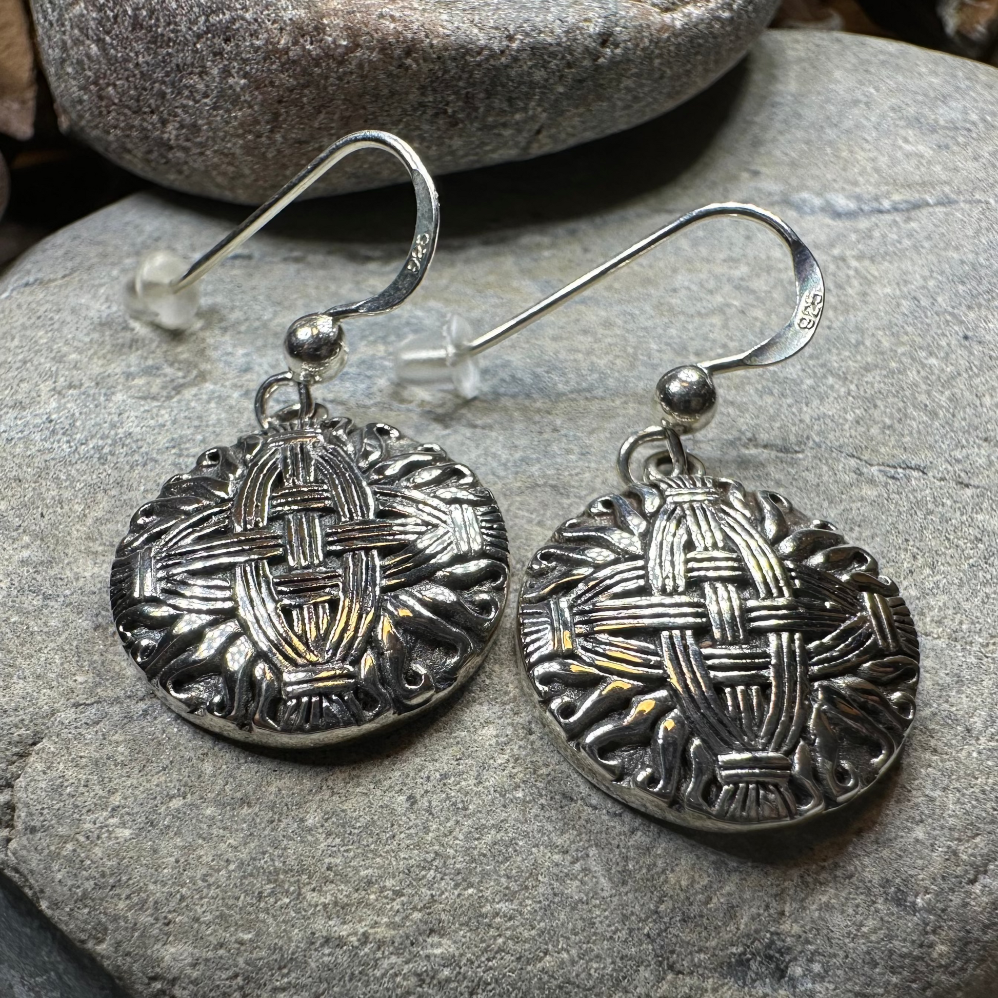 Irish Saint Bridgit's Cross Earrings in Sterling Silver — view 3