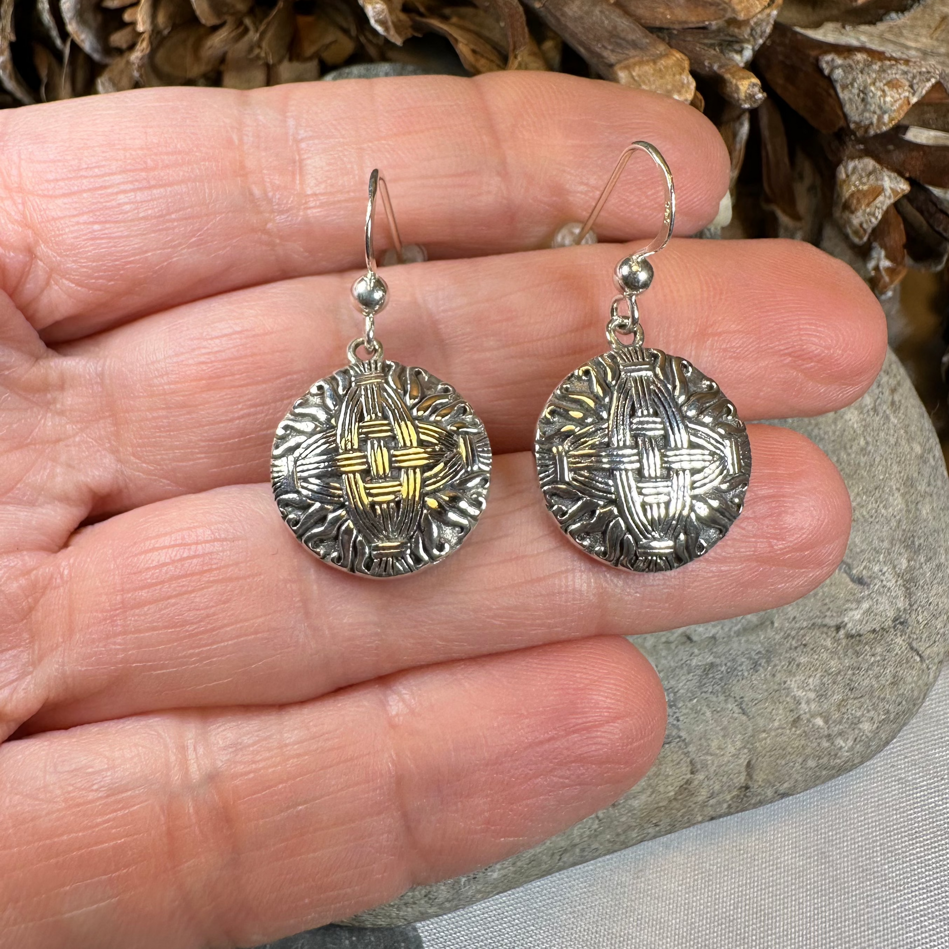 Irish Saint Bridgit's Cross Earrings in Sterling Silver — view 4