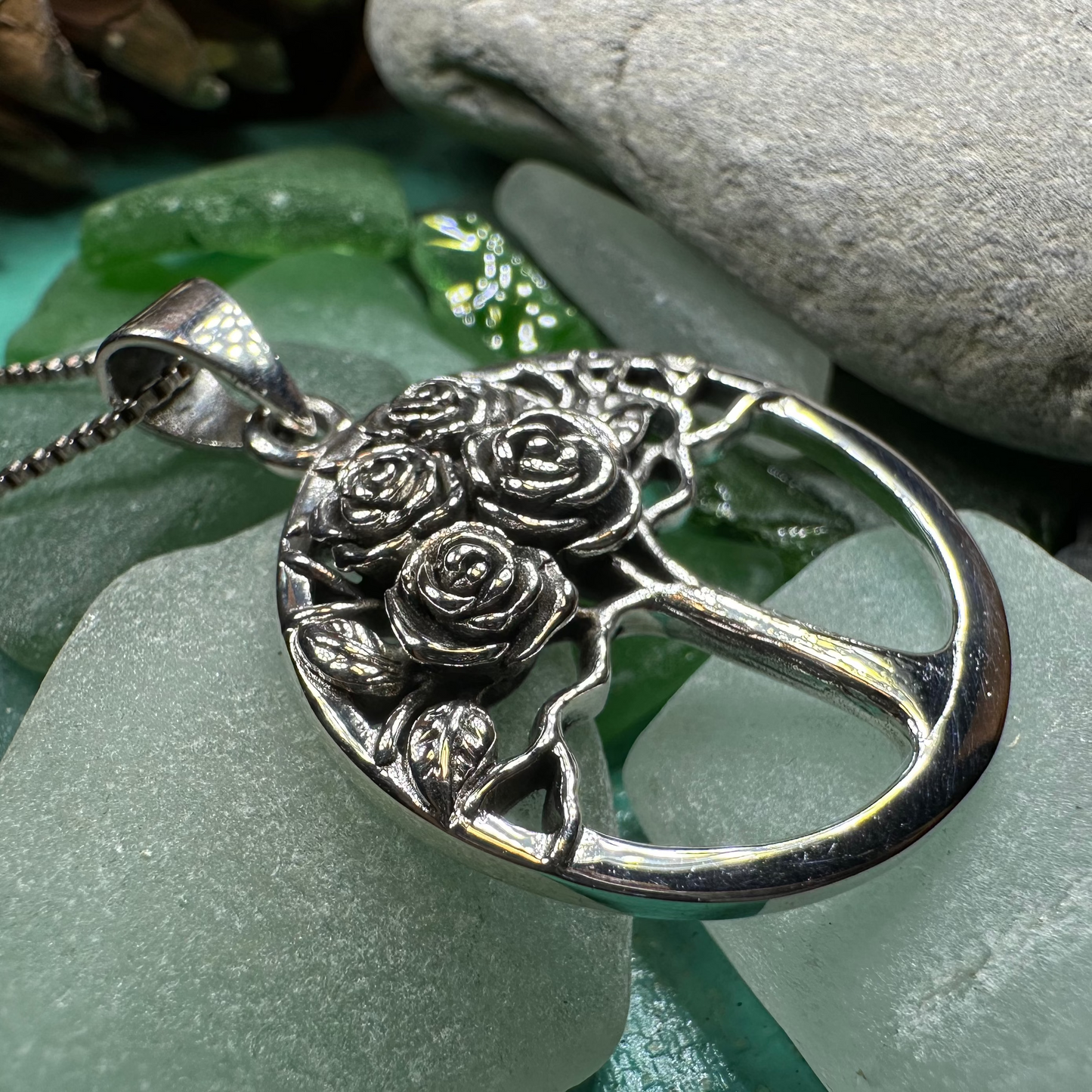 Roses Tree of Life Necklace in Sterling Silver — view 4