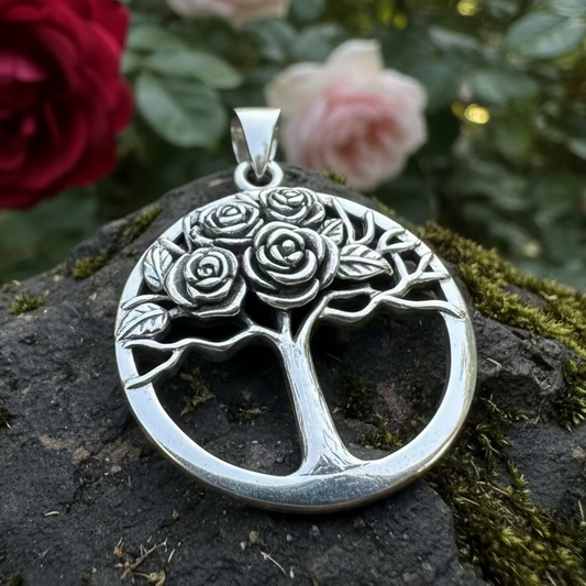 Roses Tree of Life Necklace in Sterling Silver