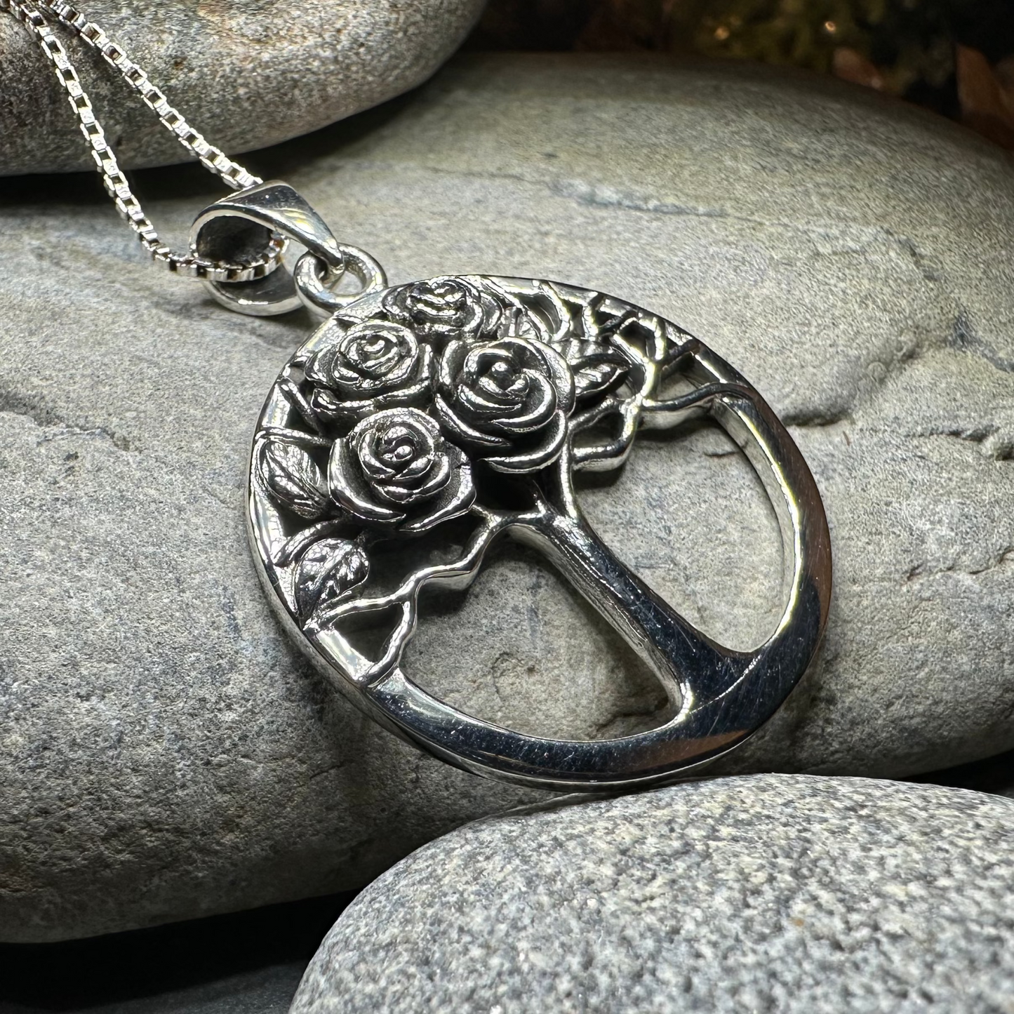 Roses Tree of Life Necklace in Sterling Silver — view 3