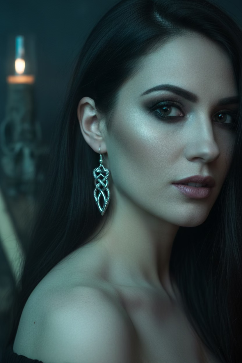 Giulia Celtic Knot Snake Earrings in Sterling Silver — view 3