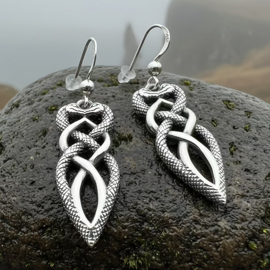 Giulia Celtic Knot Snake Earrings in Sterling Silver