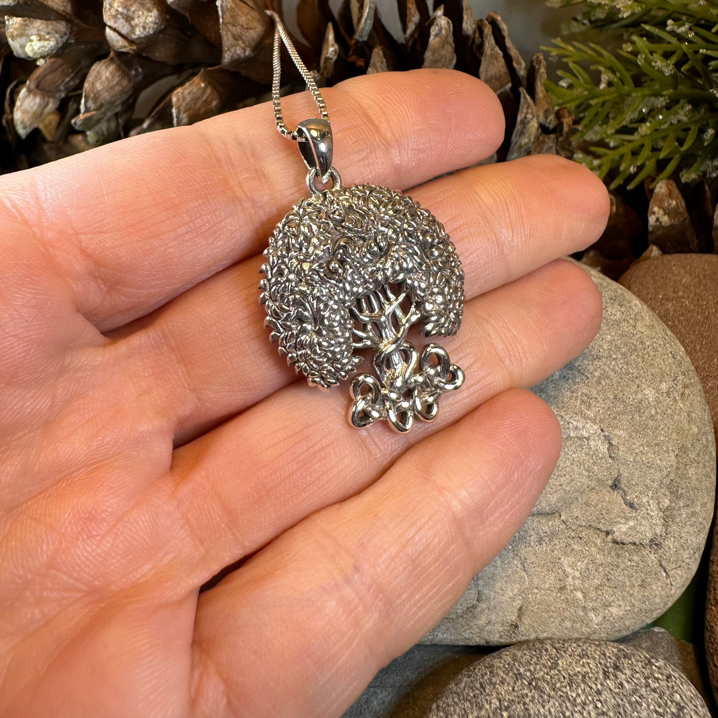 Bountiful Celtic Tree of Life Necklace in Sterling Silver — view 5