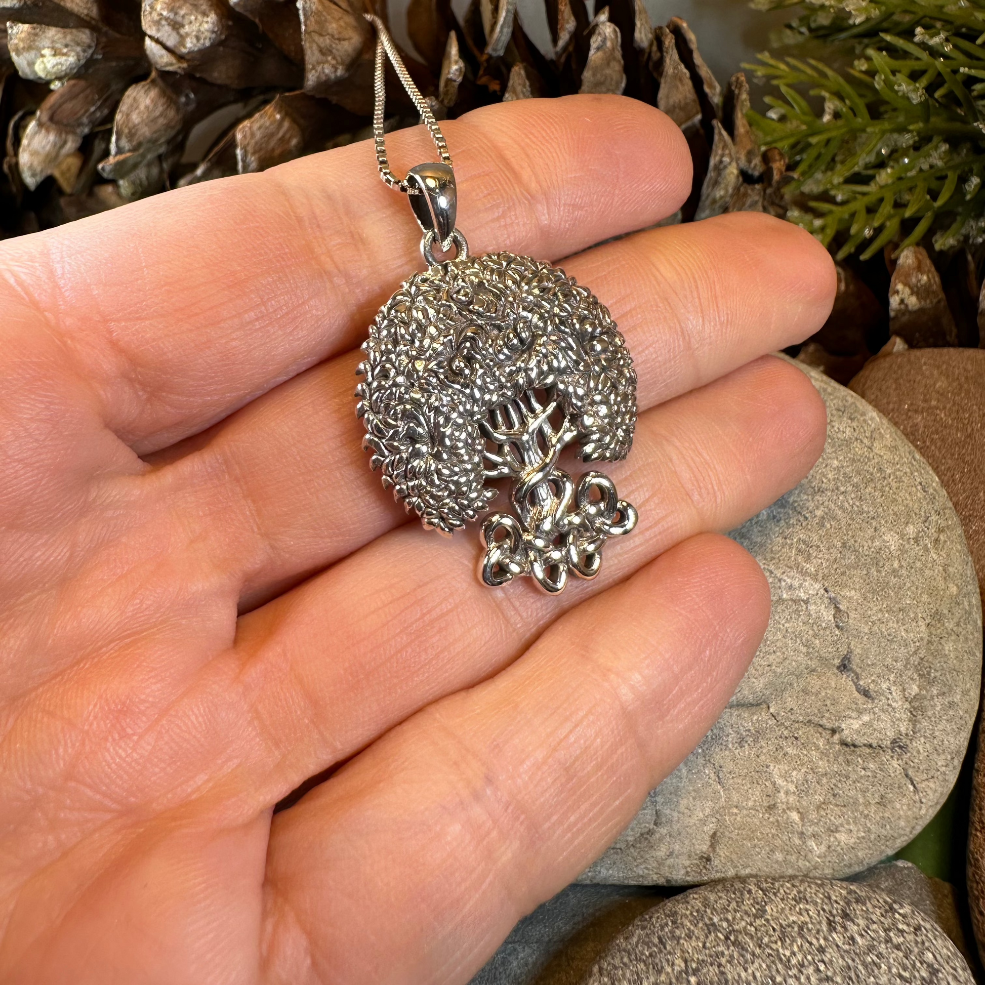 Bountiful Celtic Tree of Life Necklace in Sterling Silver — view 5
