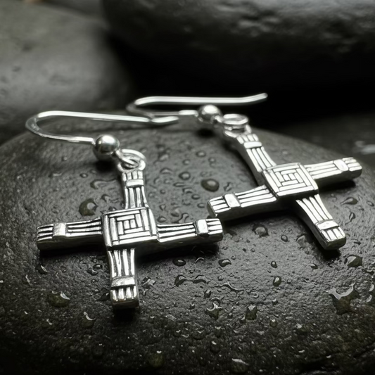 Ballyfarnan Irish Saint Bridget's Cross Earrings in Sterling Silver