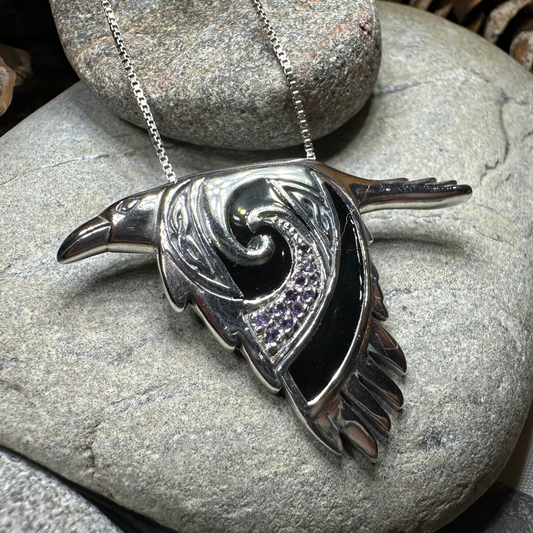 Birget Celtic Raven Necklace in Sterling Silver — view 10