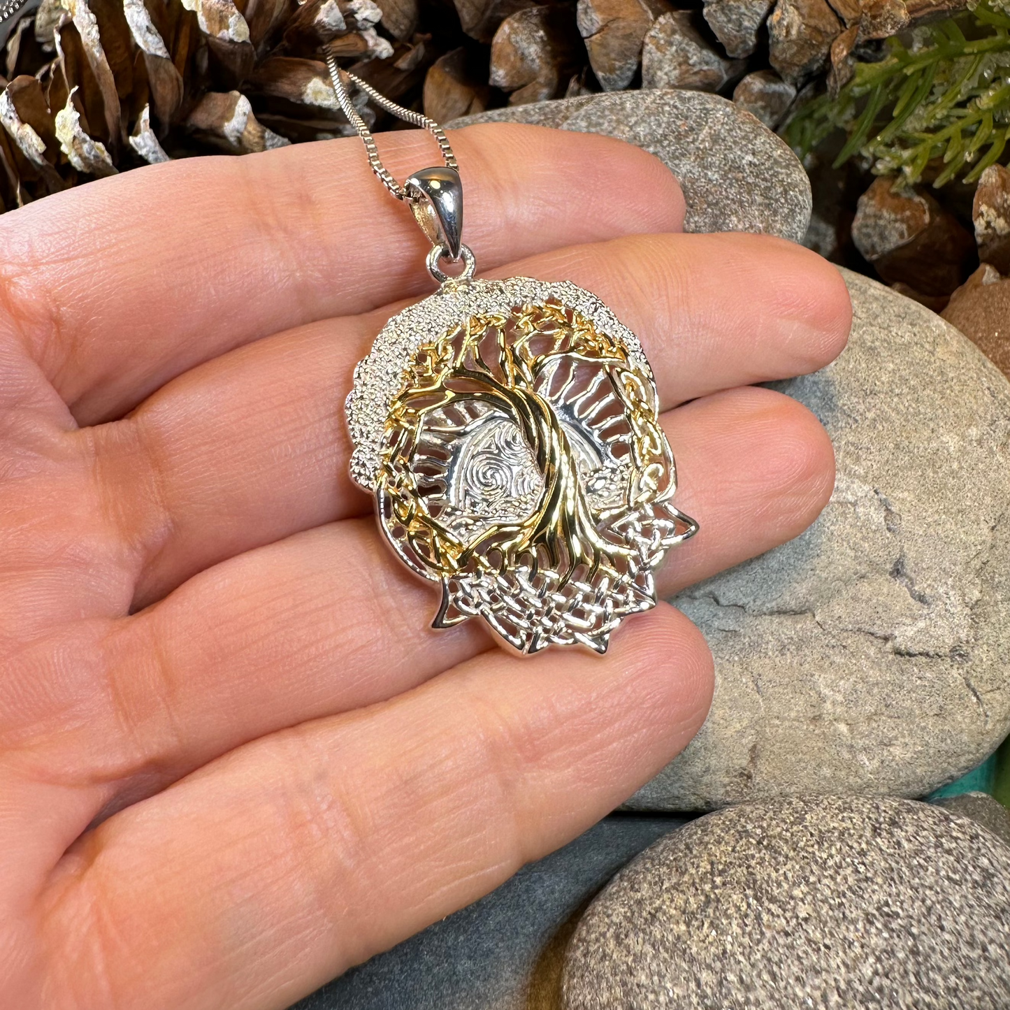 Celtic Dawn Tree of Life Necklace in Sterling Silver — view 5