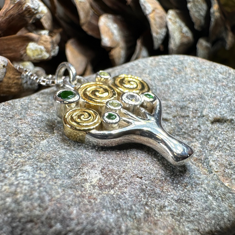 Load image into Gallery viewer, Shades of Green Tree of Life Necklace in Sterling Silver
