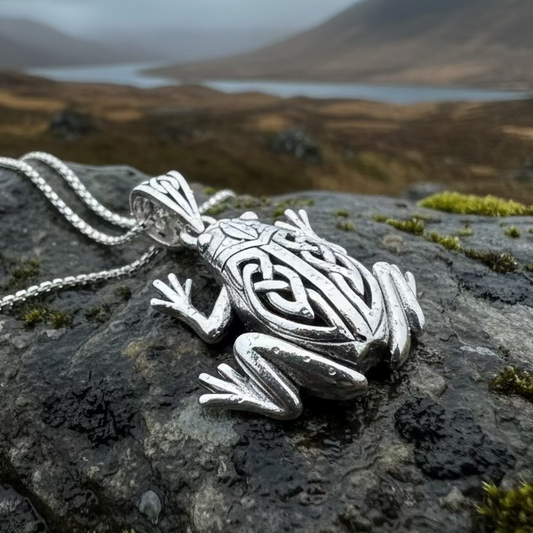 Celtic Frog Necklace in Sterling Silver