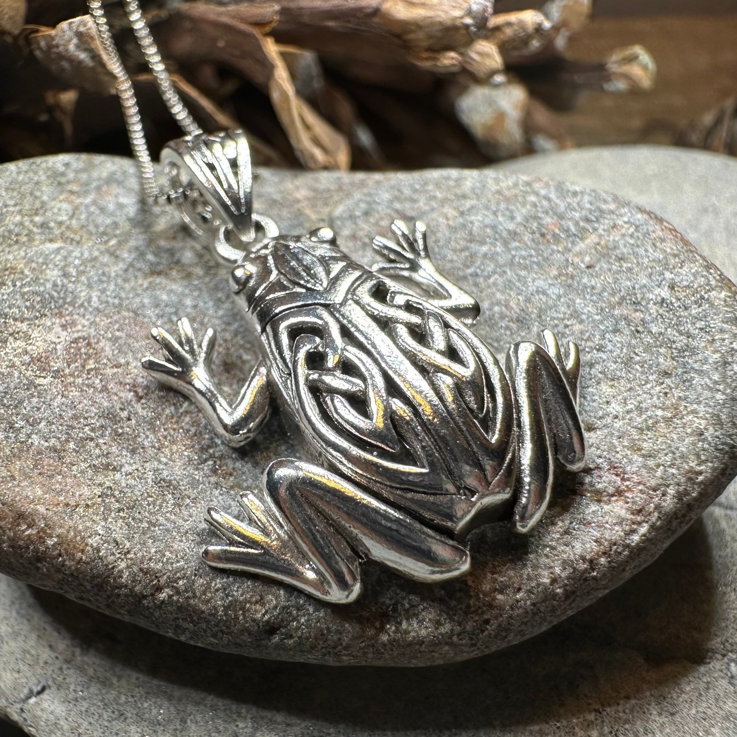 Celtic Frog Necklace in Sterling Silver — view 3